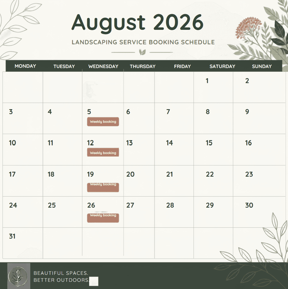 Calendar view of scheduled service work