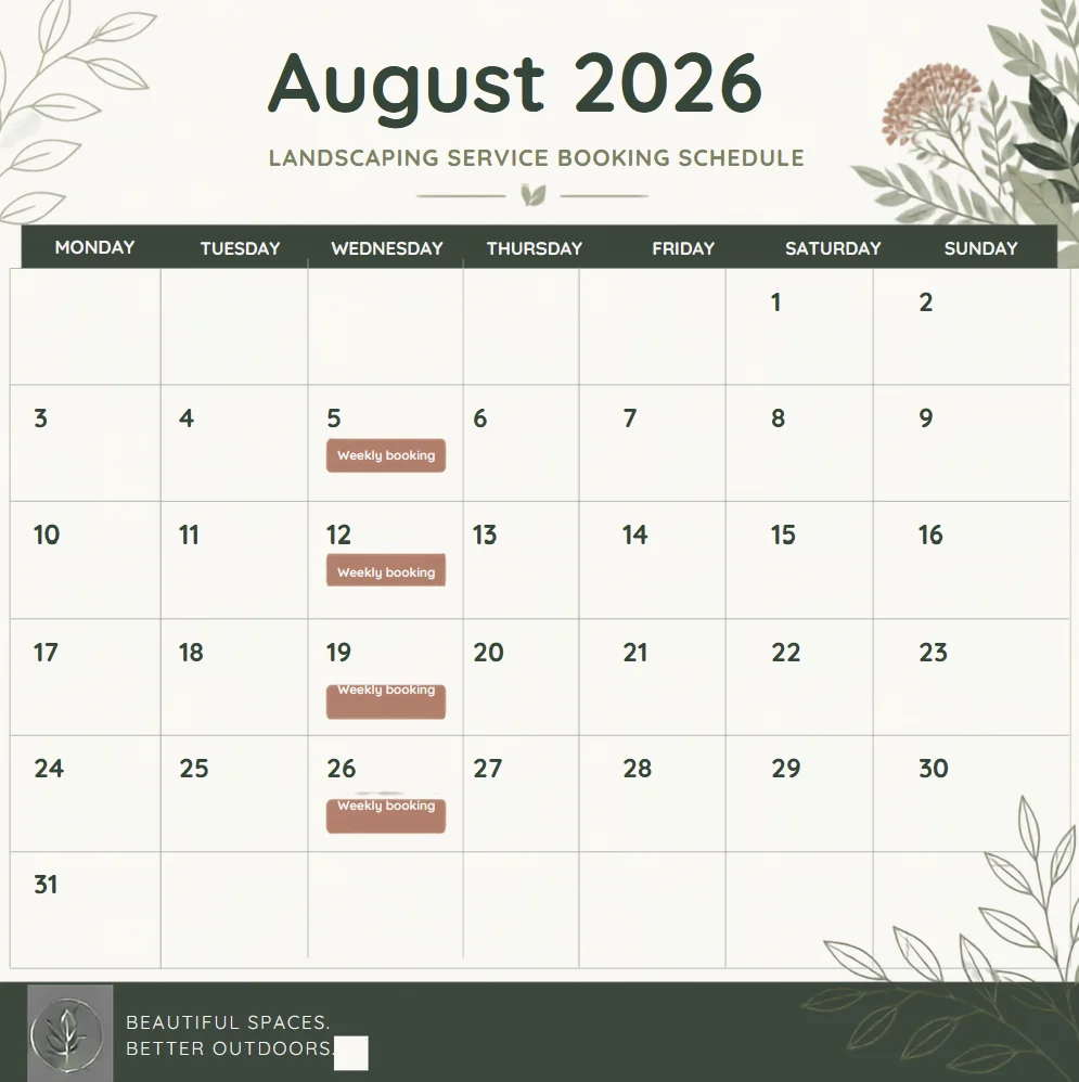 Calendar view of scheduled service work